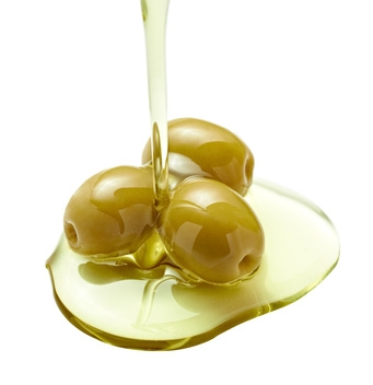 close up of olive oil on white background with clipping path