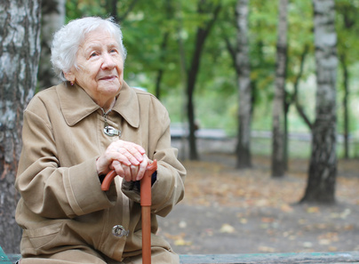 Beautiful portrait of an elder woman outdoors