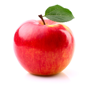 Ripe apple with leaf