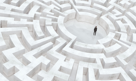 businessman in the middle of a maze